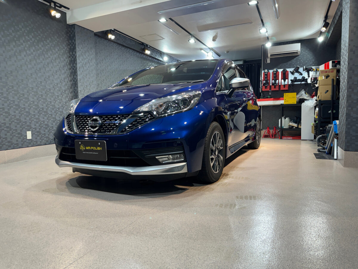 保険対応で新車以上の輝きに! 経年車 日産ノート E-powerのガラスコーティング施工車事例 / 神奈川県横浜市港南区K様より