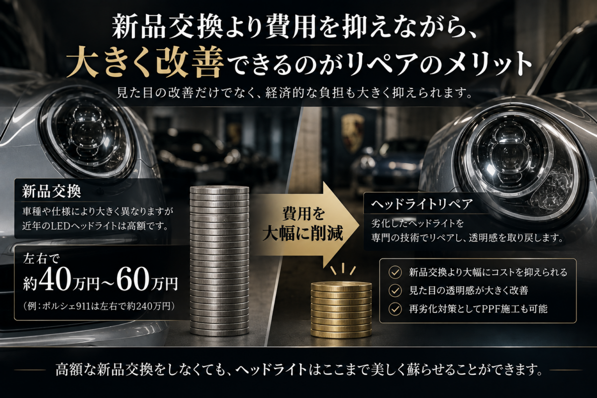 新品交換より費用を抑えながら、大きく改善できるのがリペアのメリット