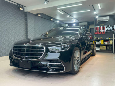経年車 ベンツ Sクラスロングのガラスコーティング施工車事例 ／ 神奈川県横浜市泉区M様より ｜ 横浜のカーコーティングなら神奈川県横浜市戸塚区の専門店ミスターポリッシュへ