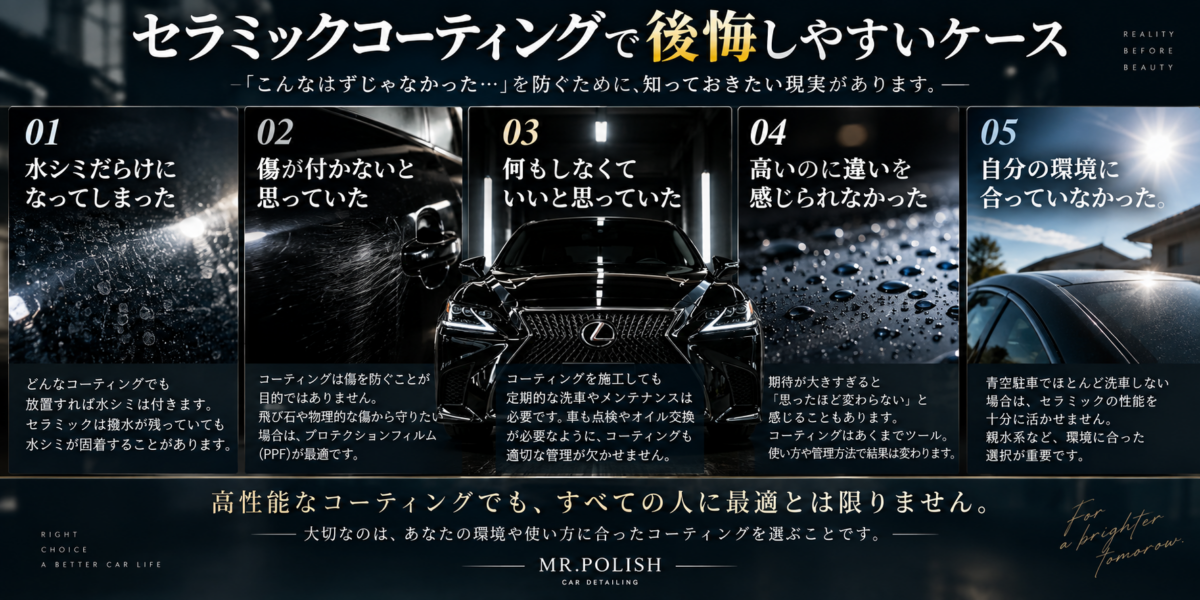 セラミックコーティングで後悔しやすいケース
