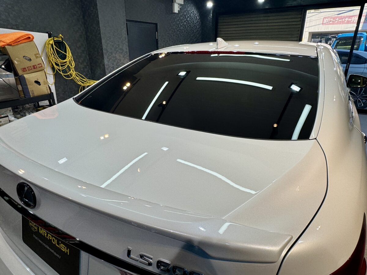 レクサス LS460のガラスコーティングの施工が完了