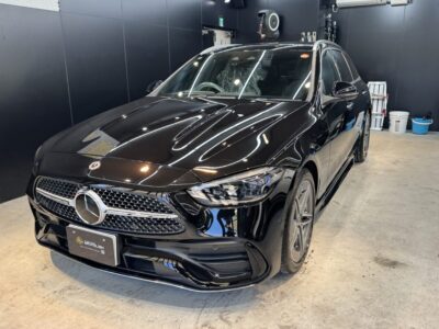 認定中古車のメルセデス・ベンツ Cクラスへセラミックコーティング二層の施工車事例 ／ 神奈川県川崎市麻生区O様より