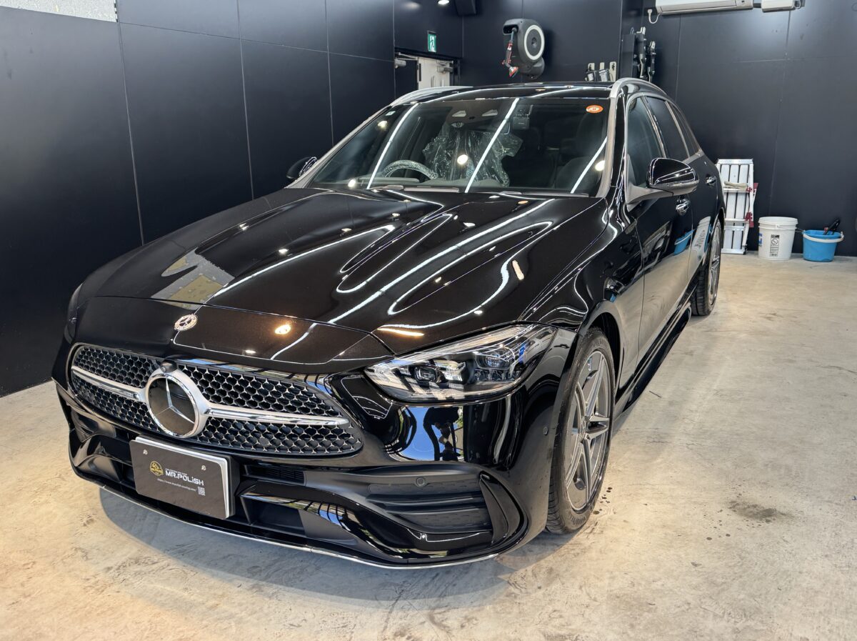 認定中古車のメルセデス・ベンツ Cクラスへセラミックコーティング二層の施工車事例 ／ 神奈川県川崎市麻生区O様より