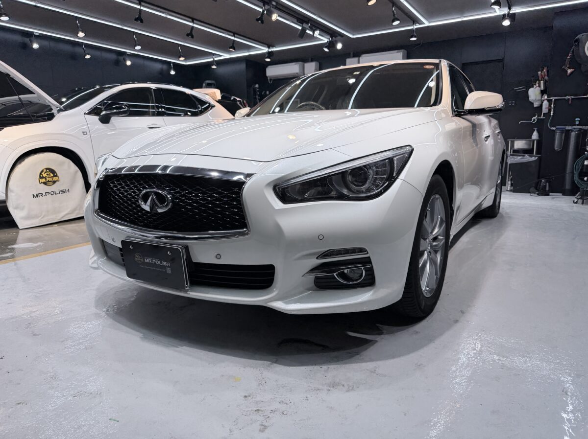 日産 スカイライン V36（経年車）｜ 洗車傷・鉄粉をリセット研磨でゼロに。セラミックコーティング二層施工 ／ 神奈川県横浜市港北区Y様