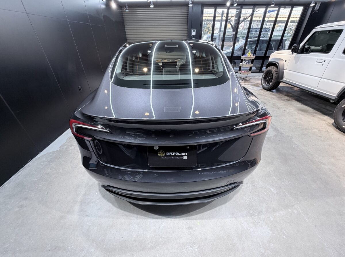 テスラ モデル3 ガラスコーティングの施工が完了！
