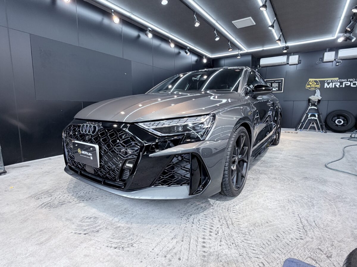 新車 AUDI RS3｜Xpelフロントフル プロテクションフィルム・2層セラミックコーティング・ホイールコーティング施工 ／ 神奈川県横浜市磯子区T様より