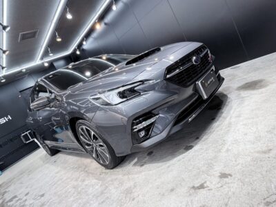 新車 スバル レヴォーグSTI（マグネタイトグレー・メタリック）｜親水系スタンダードコーティング＋ヘッドライトプロテクションフィルム施工 ／ 神奈川県横浜市港南区A様より
