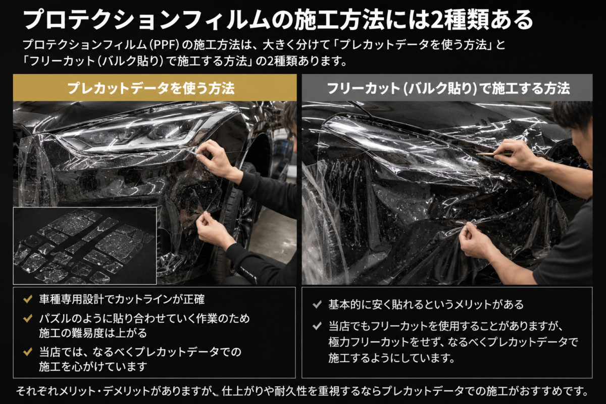 プロテクションフィルムの施工方法には2種類ある