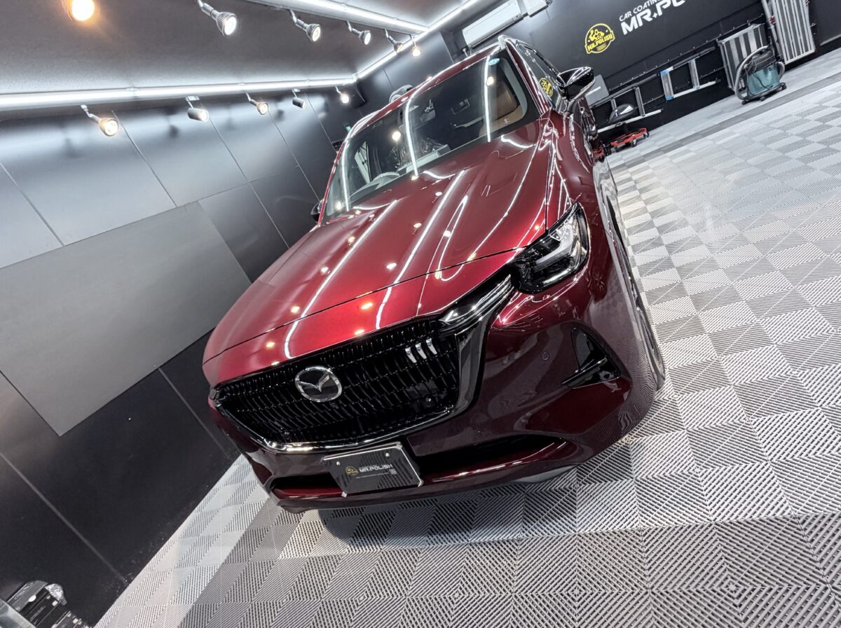 マツダ CX-80へガラスコーティングの施工が完了