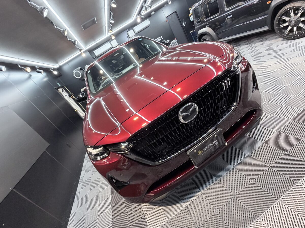 マツダ CX-80へガラスコーティングの施工が完了