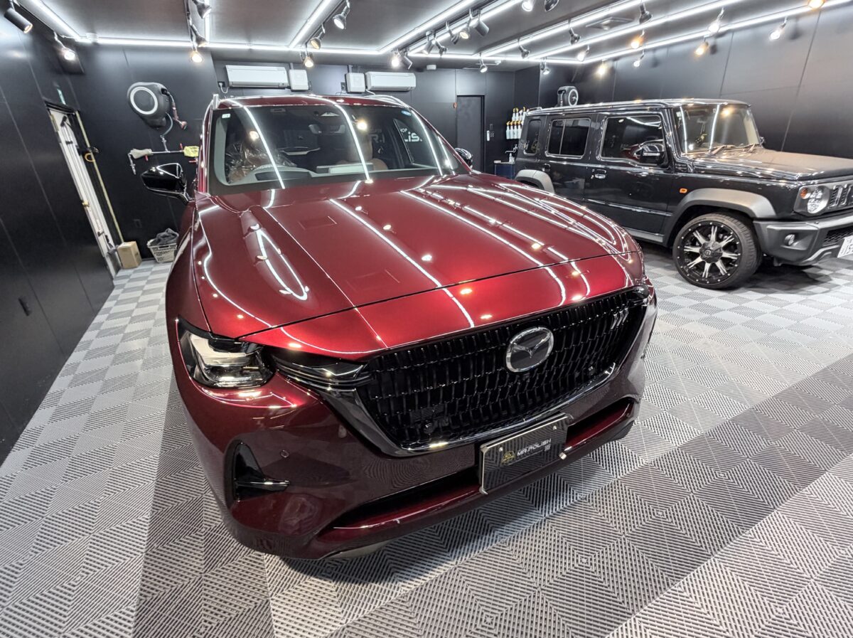 マツダ CX-80へガラスコーティングの施工が完了