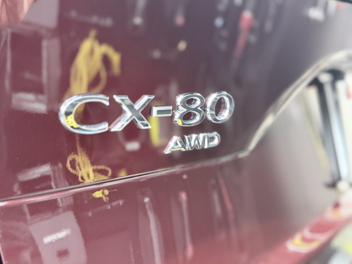 マツダ CX-80へガラスコーティングの施工が完了
