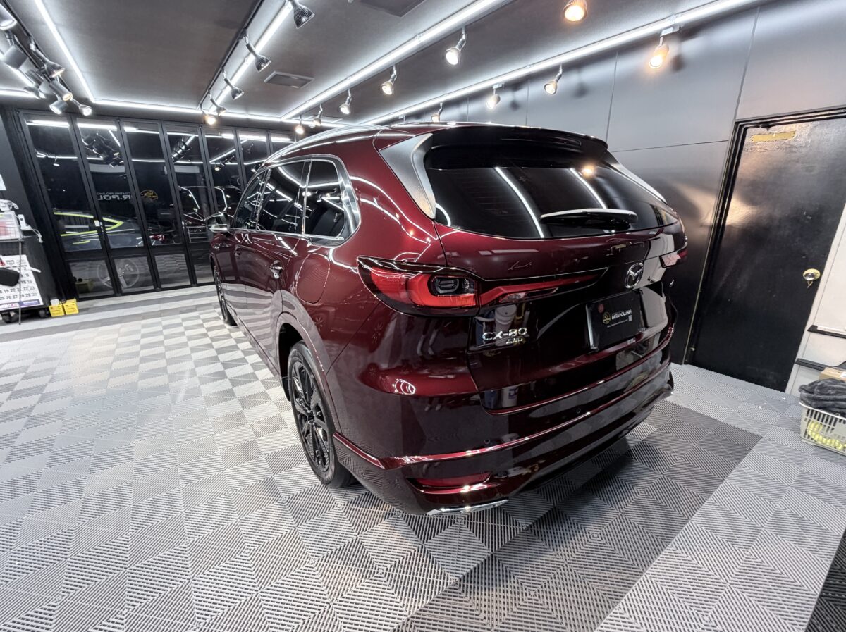 マツダ CX-80へガラスコーティングの施工が完了