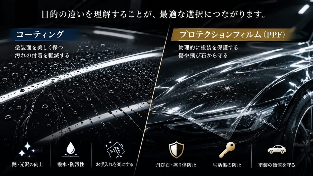 コーティングとプロテクションフィルムの目的の違い